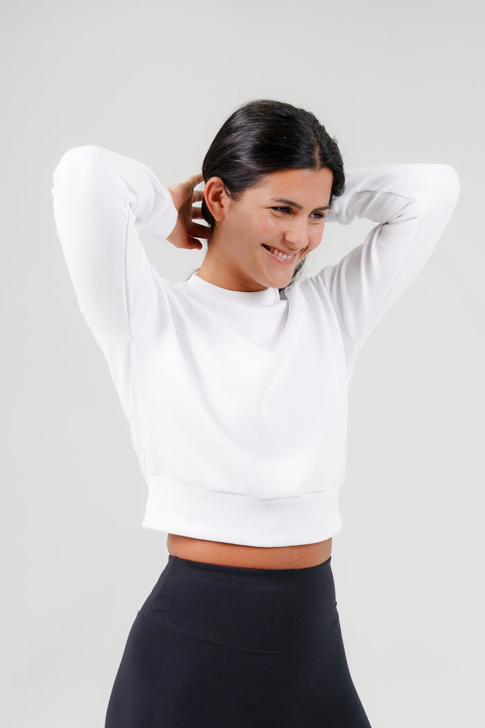 Qinetiko Everline Soft Sweatshirt Top – White